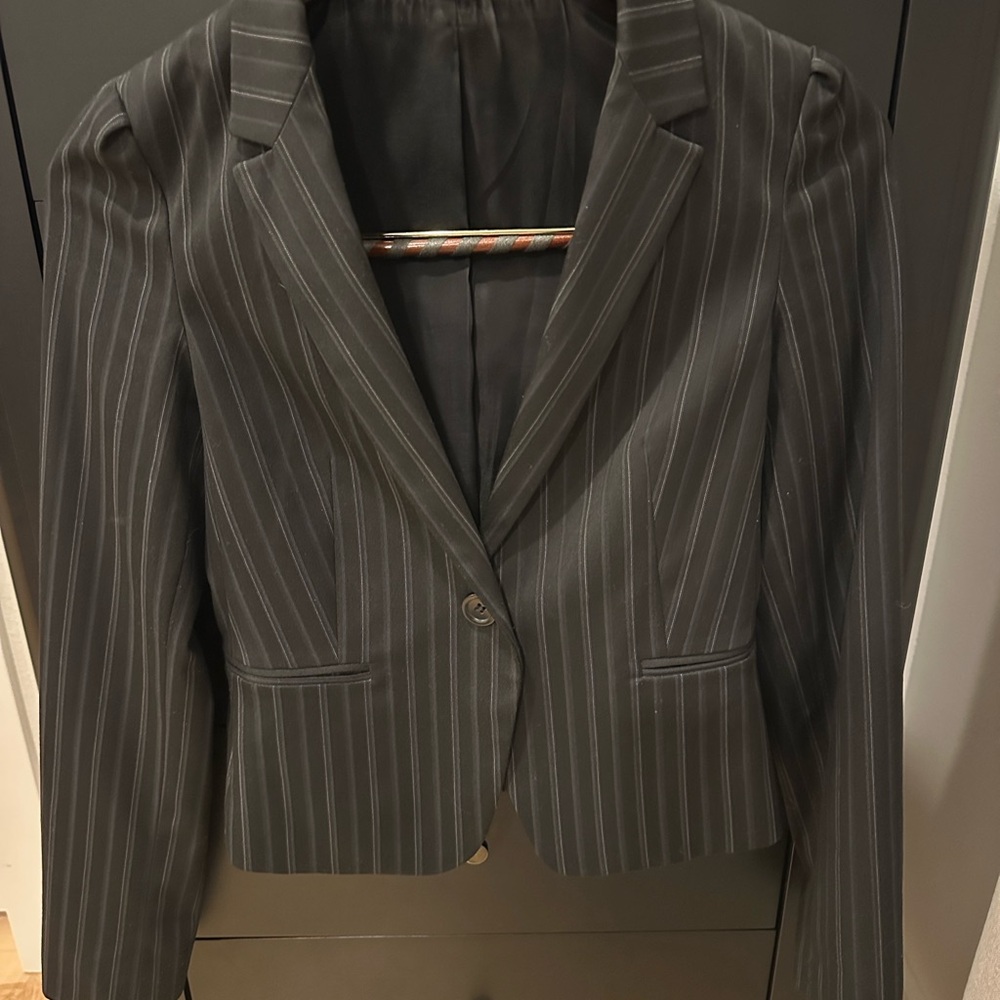 Women's Pinstripe Blazer - Black